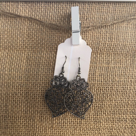 Ornate Metal Drop Earrings - Picture 2 of 2